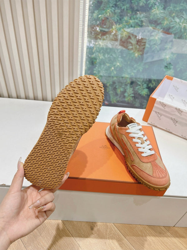 HM JET SNEAKER BROWN ORANGE CALFSKIN SUEDE