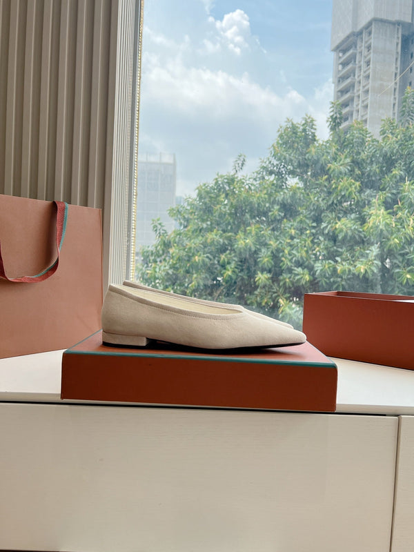 rebecca ballerina flat grey suede