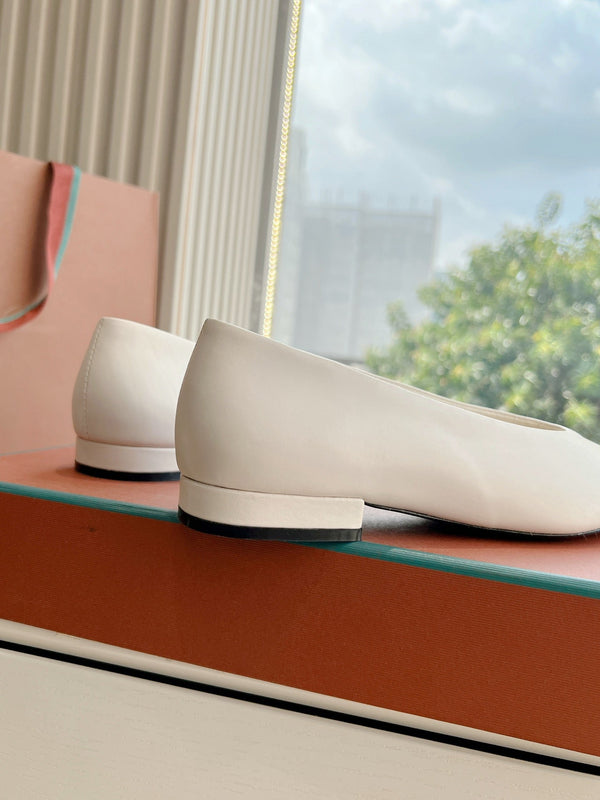 rebecca ballerina flat white calfskin