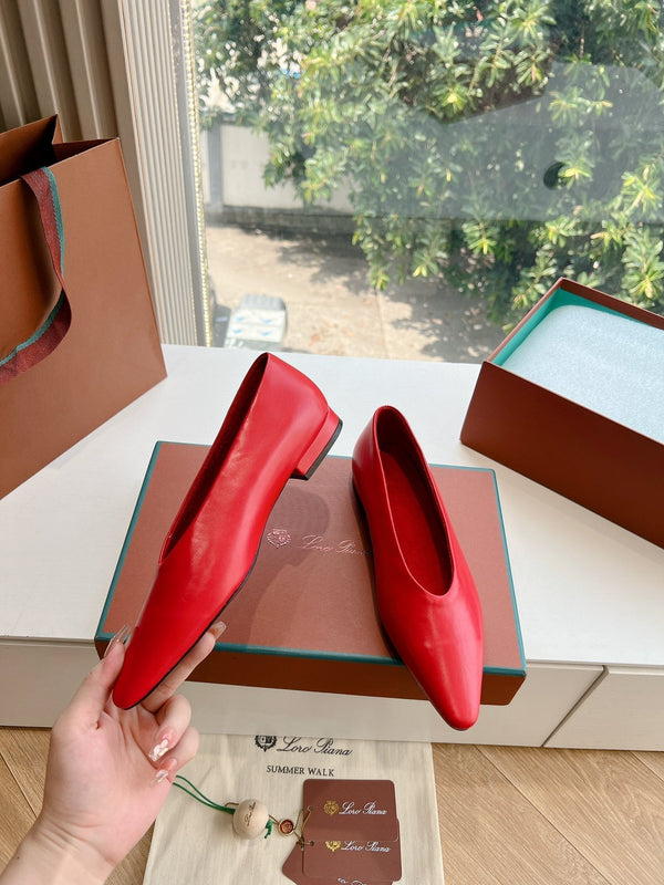 rebecca ballerina flat red calfskin