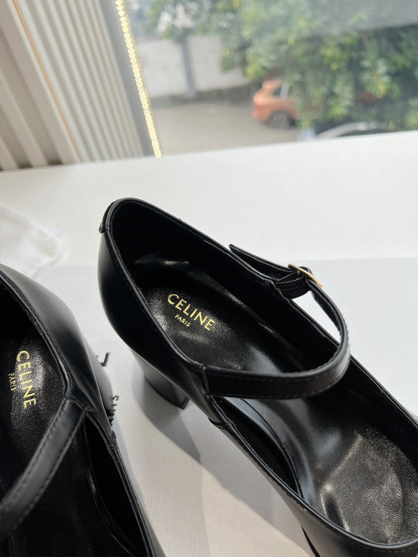 HIGH MARY JANE SHOES IN BLACK CALFSKIN