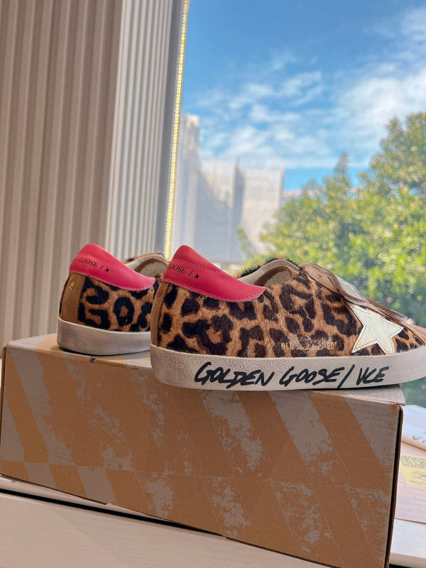 OLD SHOOL SNEAKERS IN BROWN SUEDE AND LEOPARD PRINT HAIRY CALFSKIN GOLD STAR