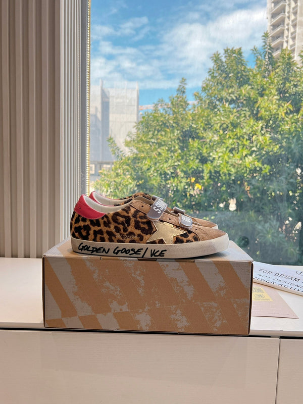 OLD SHOOL SNEAKERS IN BROWN SUEDE AND LEOPARD PRINT HAIRY CALFSKIN GOLD STAR