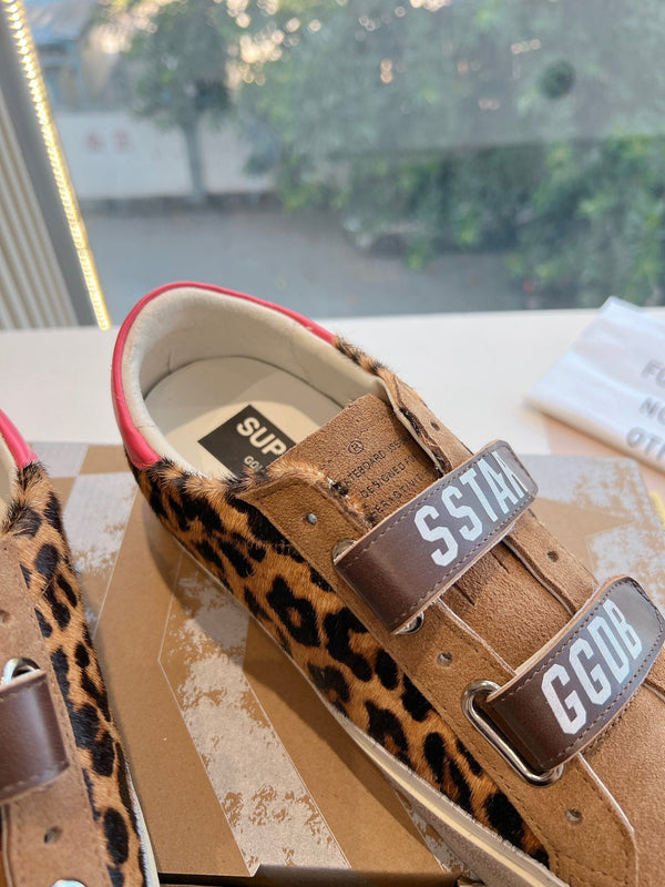 OLD SHOOL SNEAKERS IN BROWN SUEDE AND LEOPARD PRINT HAIRY CALFSKIN GOLD STAR