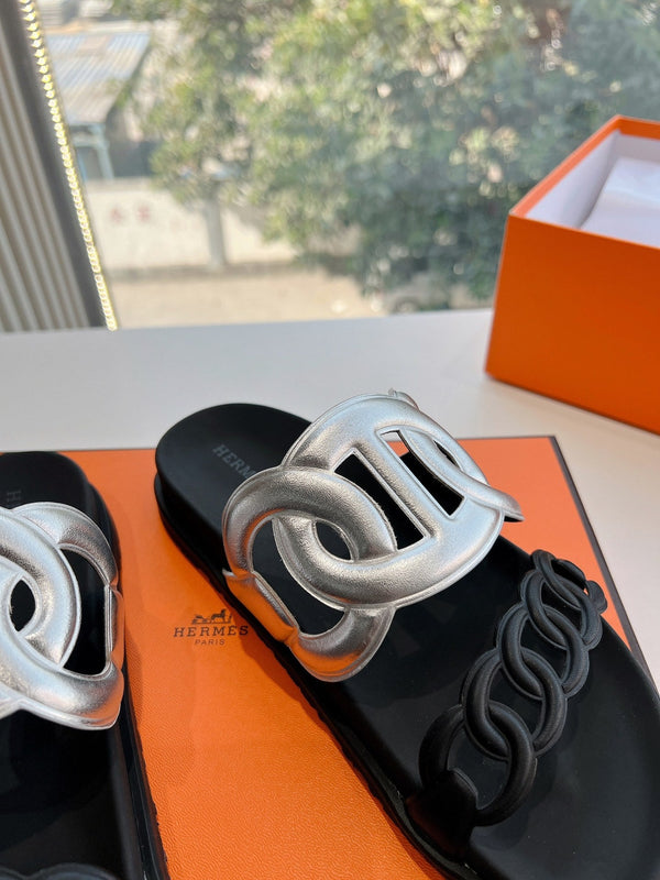 SANDALO EXTRA IN VITELLO NERO MIX ARGENTO