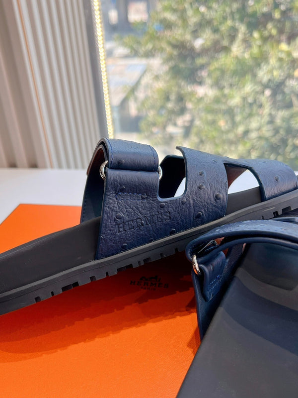 HM Chypre Sandal Liberty Blue Ostrich Leather 202804