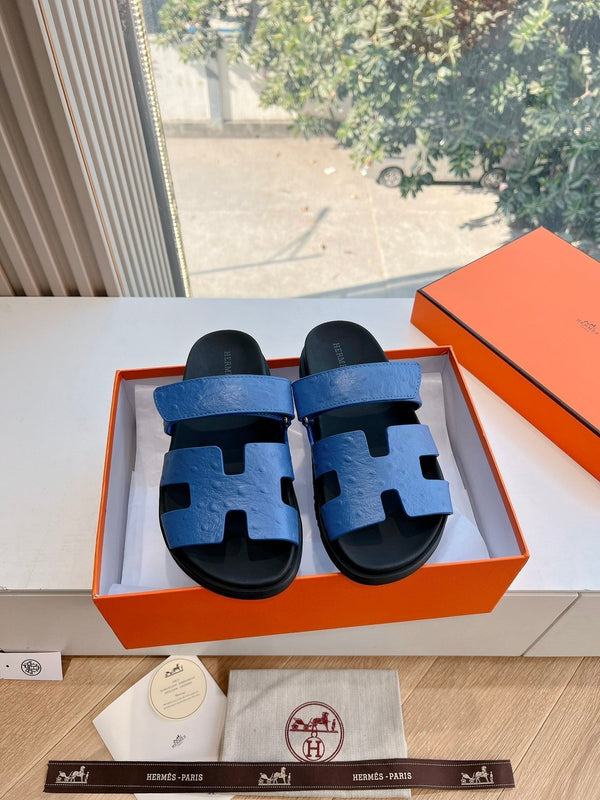 HM Chypre Sandal Demin Blue Ostrich Leather 202805