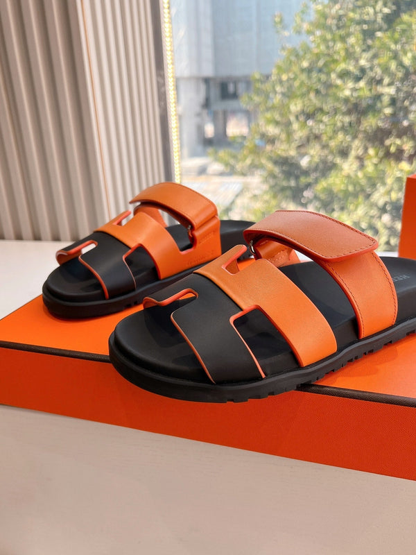 HM Chypre Sandal Orange mix Black Calfskin 202815