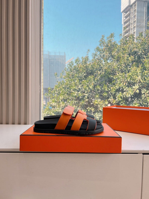HM Chypre Sandal Orange mix Black Calfskin 202815