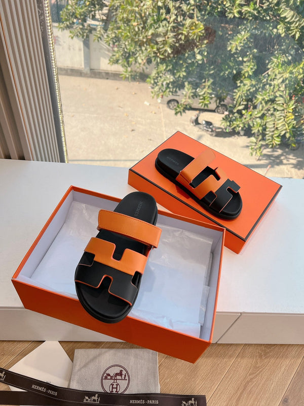 HM Chypre Sandal Orange mix Black Calfskin 202815