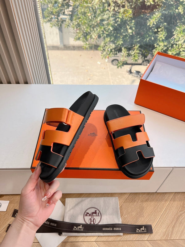 HM Chypre Sandal Orange mix Black Calfskin 202815