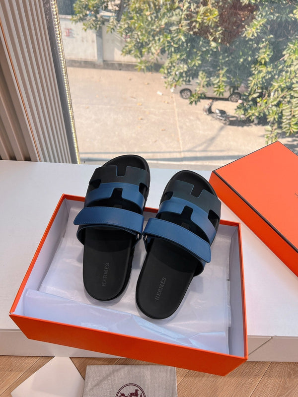 HM Chypre Sandal Navy Blue mix Black Calfskin 202817
