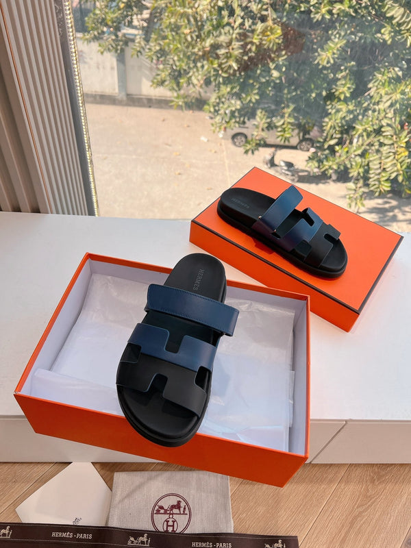 HM Chypre Sandal Navy Blue mix Black Calfskin 202817