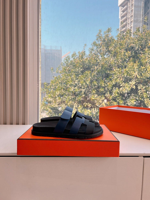 HM Chypre Sandal Navy Blue mix Black Calfskin 202817