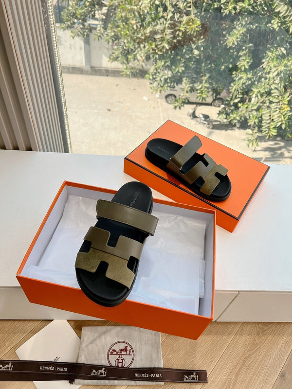 HM Chypre Sandal Army green Calfskin 202818