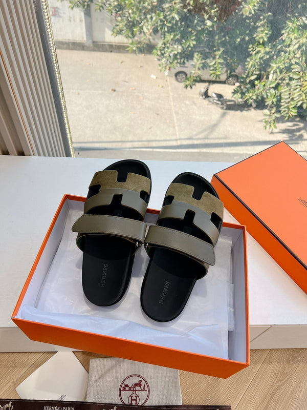 HM Chypre Sandal Army green Calfskin 202818