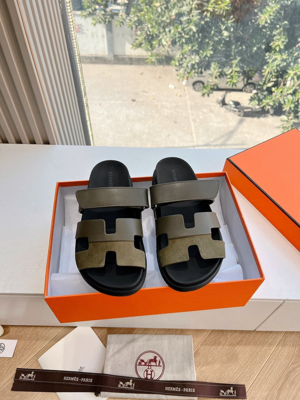 HM Chypre Sandal Army green Calfskin 202818