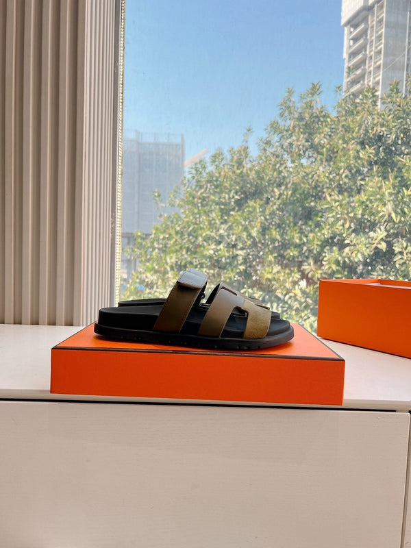 HM Chypre Sandal Army green Calfskin 202818