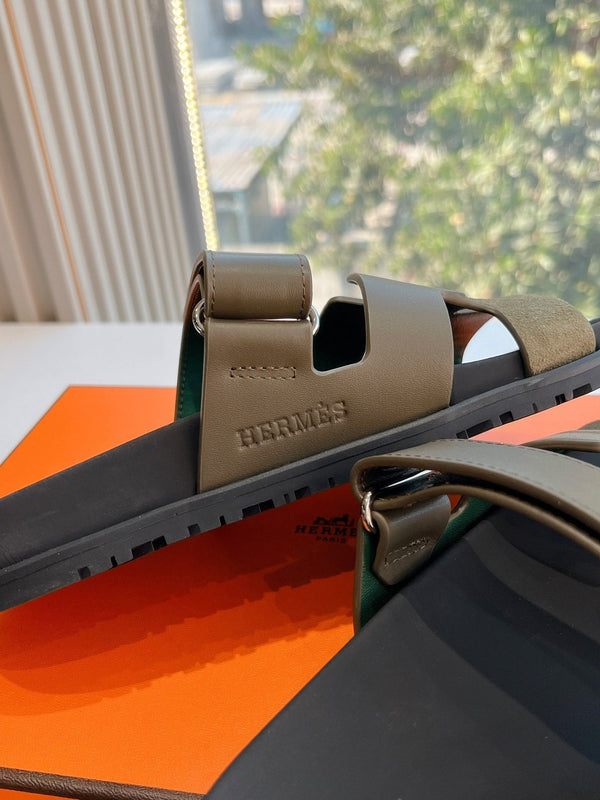 HM Chypre Sandal Army green Calfskin 202818