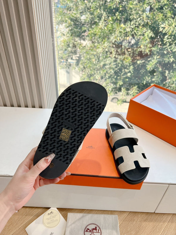 HM 25 Genius Sandal Grey Suede Black Calfskin