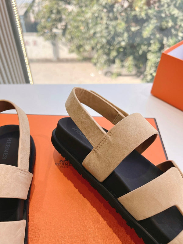 HM 25 Genius Sandal Beige Suede Black Calfskin