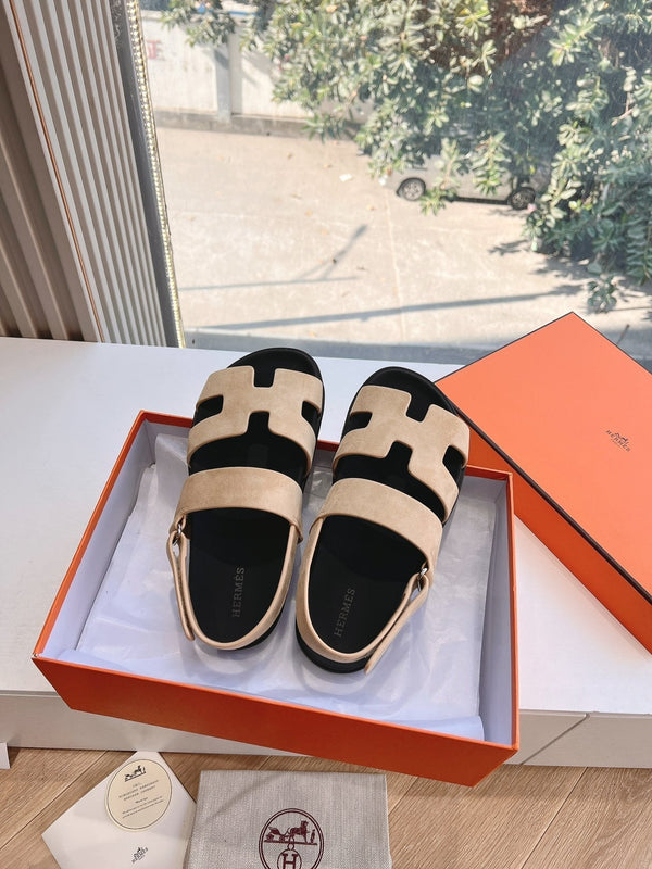 HM 25 Genius Sandal Beige Suede Black Calfskin