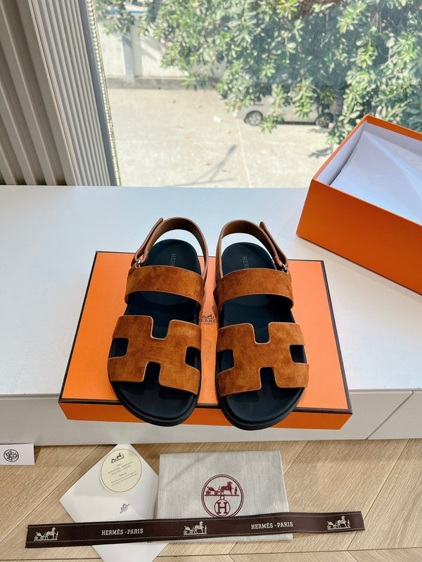 HM 25 Genius Sandal Gold Suede Black Calfskin