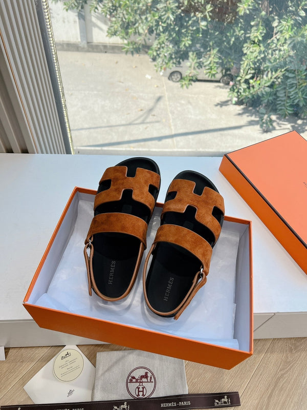 HM 25 Genius Sandal Gold Suede Black Calfskin