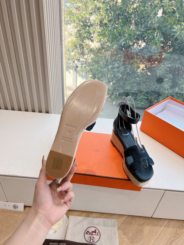 HM 25C Elda espadrille Bleu Brut Denim and Goatskin 202833