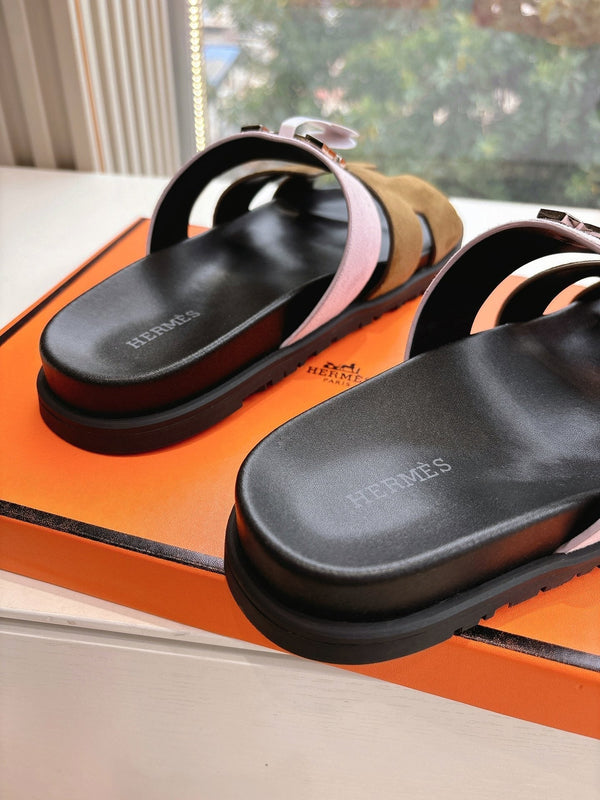 HM 25 Chypre Sandal Pink Vert Toundra Suede Calfskin Silver H