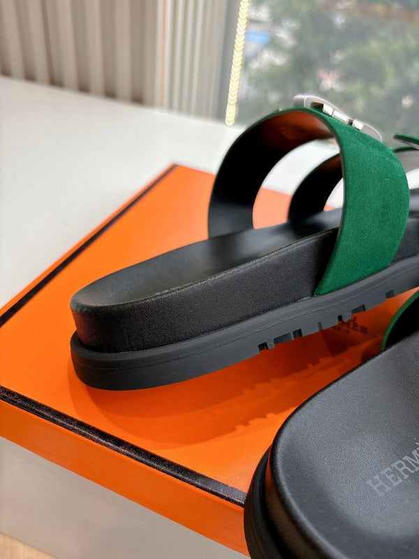 HM 25 Chypre Sandal Green Suede Calfskin Silver H