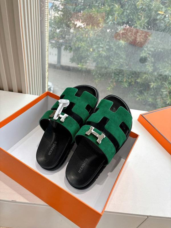HM 25 Chypre Sandal Green Suede Calfskin Silver H