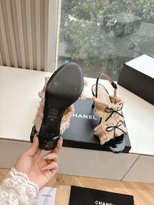 Sandali CC con fiocco Nude 7cm Pelle di agnello 202867