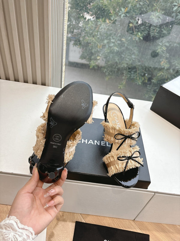 CC Sandals with bow tie Nude 7cm Lambskin 202869