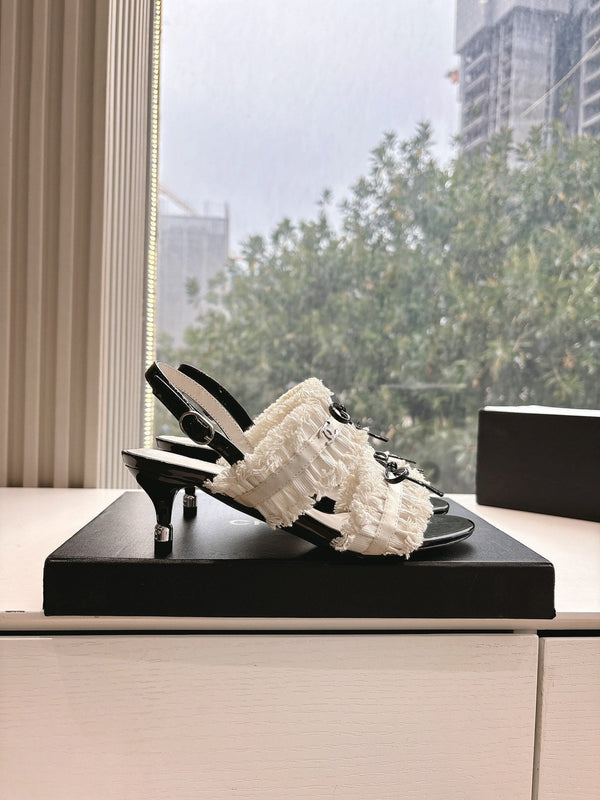 CC Sandals with bow tie White 4,5cm Lambskin 202873