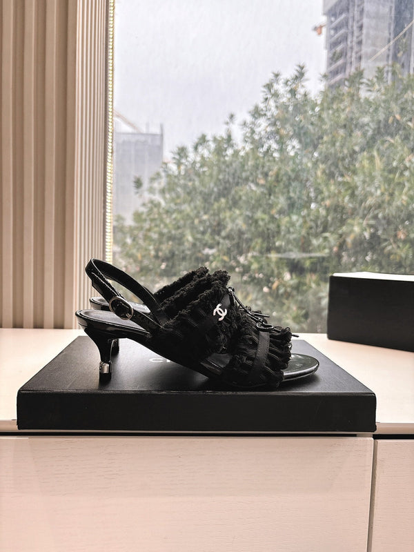 Sandali CC con fiocco Nero 4,5cm Pelle di agnello 202875