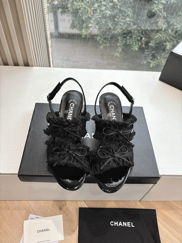 Sandali CC con fiocco Nero 4,5cm Pelle di agnello 202875