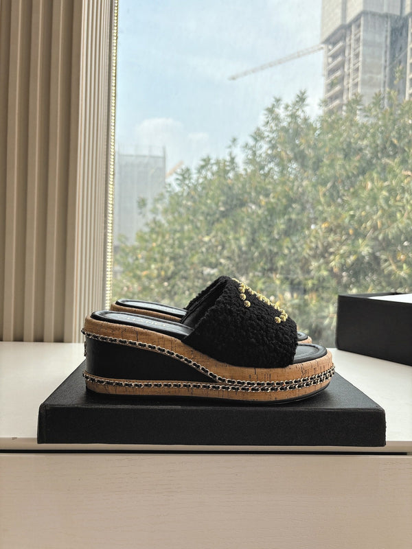 CC Sandals Black 6cm Lambskin 202896