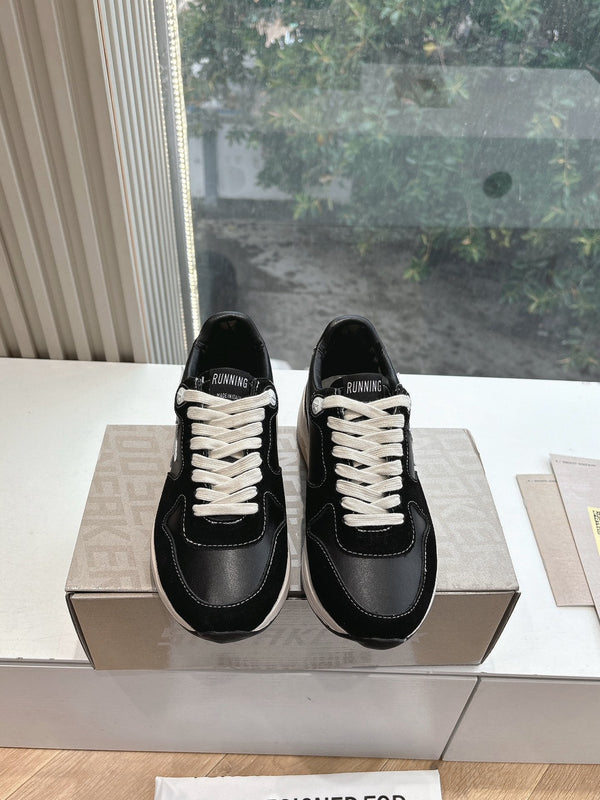 RUNNING SOLE SNEAKERS IN BLACK SUEDE AND CALFSKIN WHITE STAR