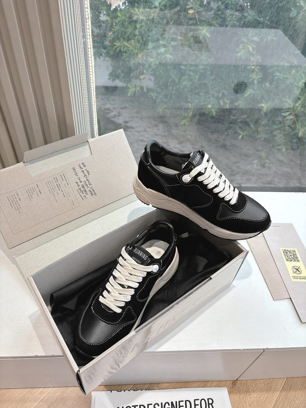 RUNNING SOLE SNEAKERS IN BLACK SUEDE AND CALFSKIN WHITE STAR