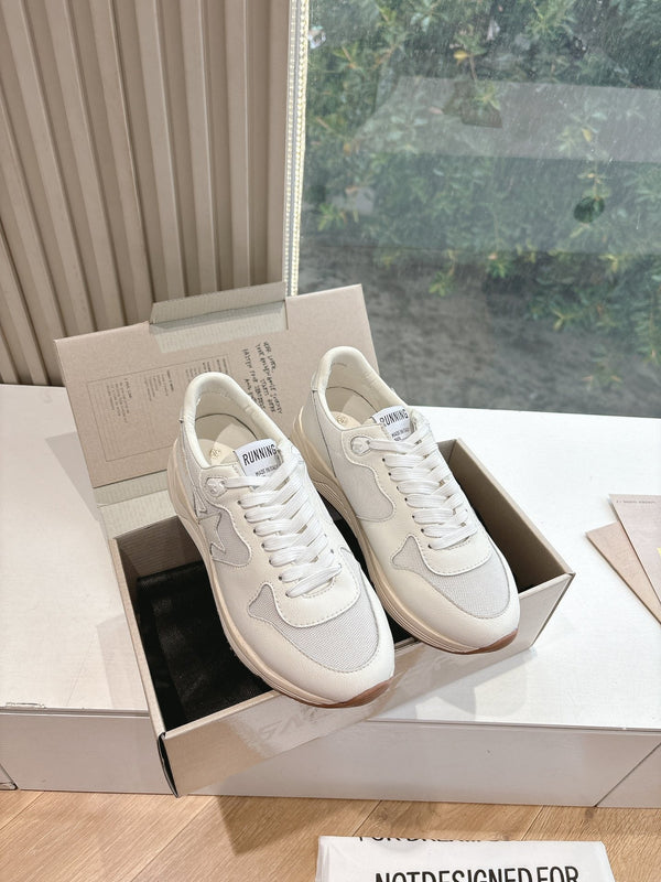 RUNNING SOLE SNEAKERS IN WHITE MESH AND CALFSKIN