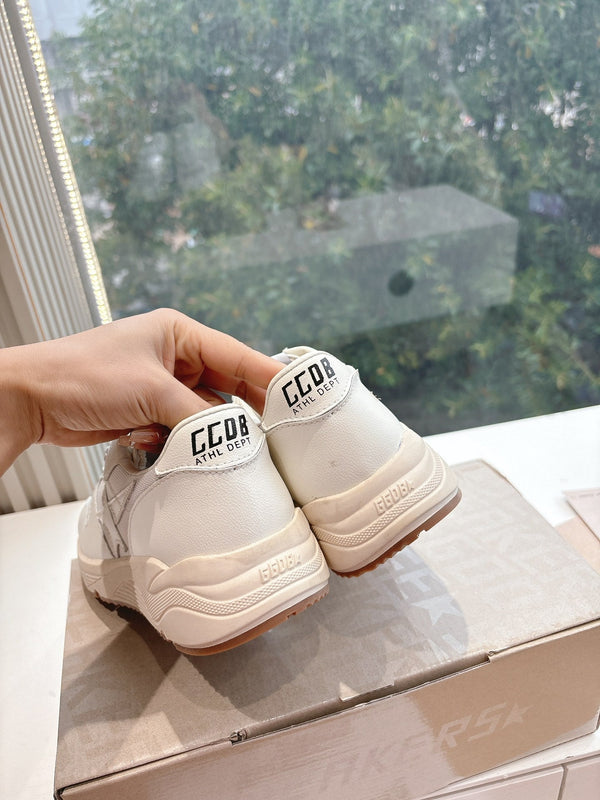 RUNNING SOLE SNEAKERS IN WHITE MESH AND CALFSKIN