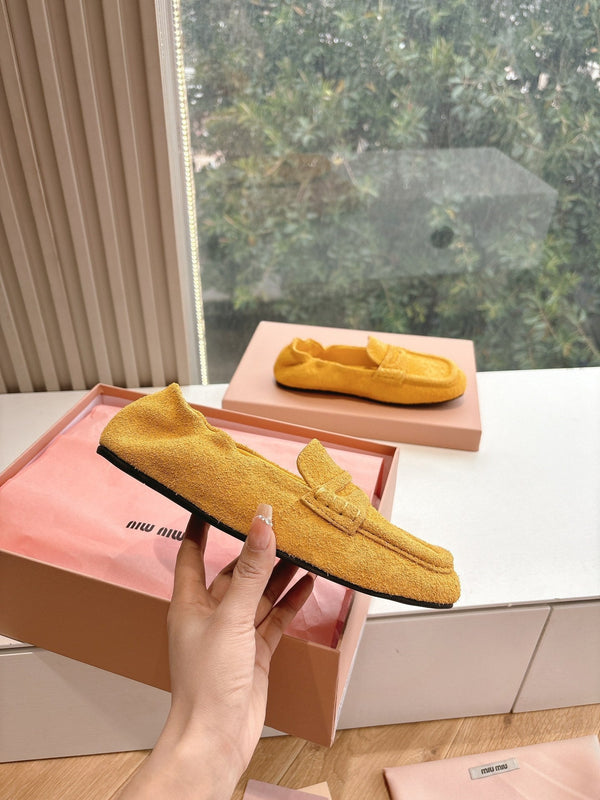 Miu G027 Orange Suede leather Loafer 223899