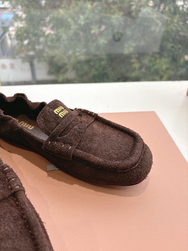 Miu G027 Chocolate Suede leather Loafer 223901