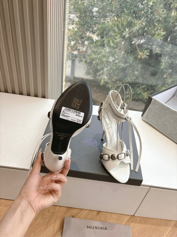 CAGOLE HIGH-HEEL SANDALS IN WHITE LAMBSKIN