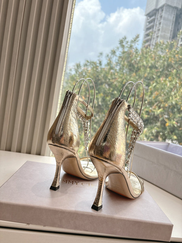 Jimmy 25 Verity Sandal 70 Gold Cowhide Patent Leather 547693