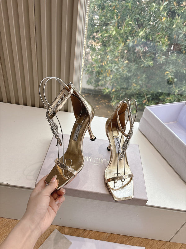 Jimmy 25 Verity Sandal 70 Gold Cowhide Patent Leather 547693