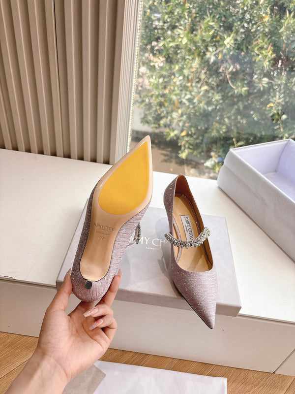 Jimmy Bing Pumps 65 with Crystals Muted Pink Glitter Fabric 547680