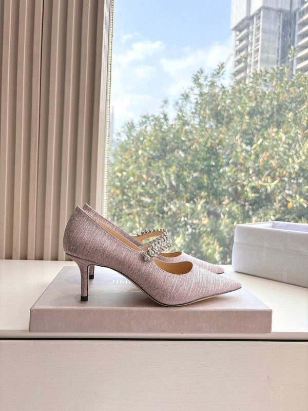 Jimmy Bing Pumps 65 with Crystals Muted Pink Glitter Fabric 547680
