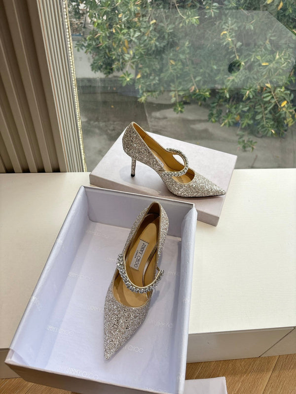 Jimmy Bing Pumps 85 with Crystals Sand Glitter Finish Fabric 547685